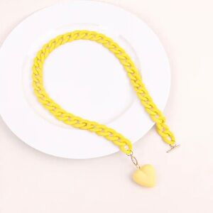Yellow Chunky Chain Heart Necklace